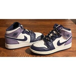 Nike Air Jordan 1 Mid GS Sky J Purple White Sneakers Size 6.5Y
